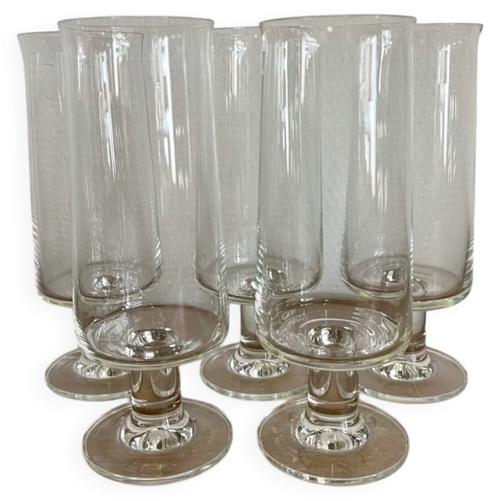 Set 5 flûtes à champagne cristal années 70