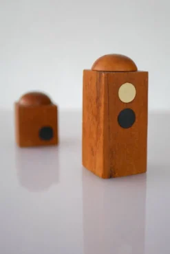 Set of Danish modernist teak salt and pepper shakers, set of 2.