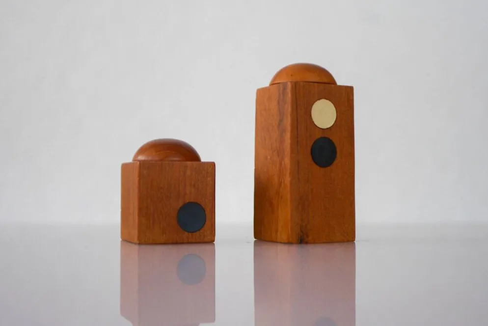 Set of Danish modernist teak salt and pepper shakers, set of 2.