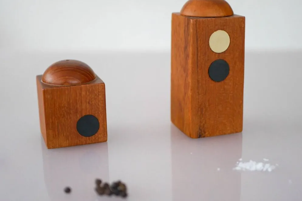 Set of Danish modernist teak salt and pepper shakers, set of 2.