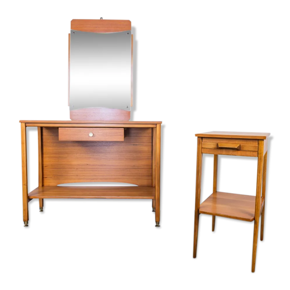 Set of 2 entry console furniture with 60s mirror