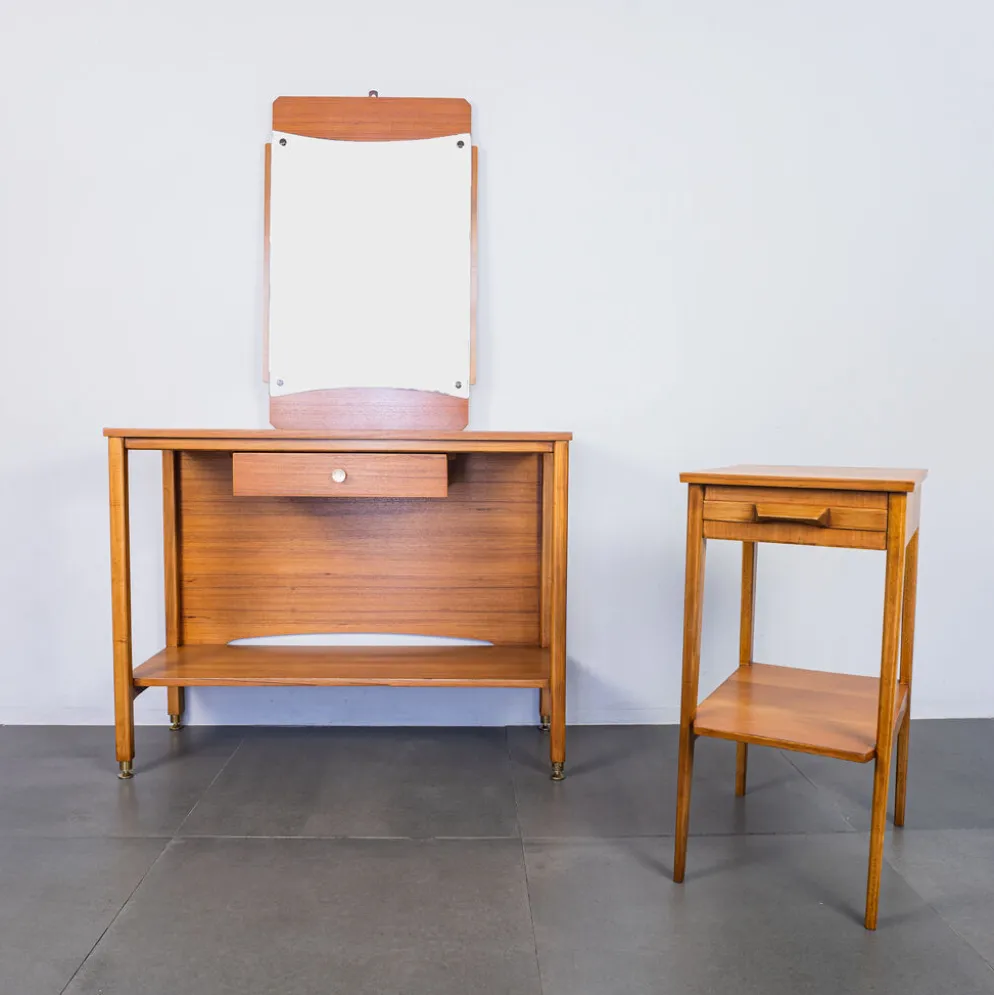 Set of 2 entry console furniture with 60s mirror