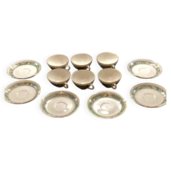 Set of Six Vintage Pillivuyt Coffee Cups and Saucers
