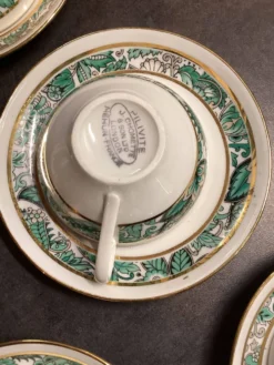 Set of Six Vintage Pillivuyt Coffee Cups and Saucers