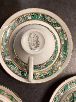 Set of Six Vintage Pillivuyt Coffee Cups and Saucers