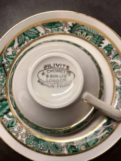 Set of Six Vintage Pillivuyt Coffee Cups and Saucers