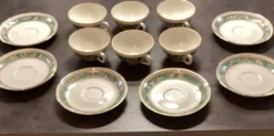 Set of Six Vintage Pillivuyt Coffee Cups and Saucers