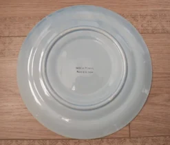 Set of 6 Vintage French Blue Grey & Orange Hand Painted Pordic 6 Serving Oyster Plates 4973