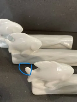 Set 6 porte couteaux porcelaine Poisson