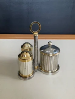 Set sel/poivre vintage métal argenté et laiton