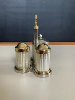 Set sel/poivre vintage métal argenté et laiton