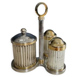 Set sel/poivre vintage métal argenté et laiton