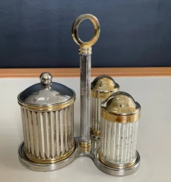 Set sel/poivre vintage métal argenté et laiton