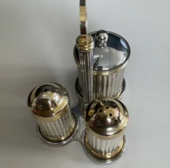 Set sel/poivre vintage métal argenté et laiton