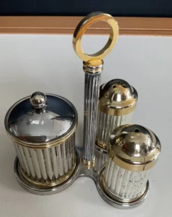 Set sel/poivre vintage métal argenté et laiton