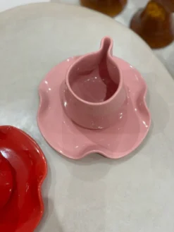 Set tasse mug nénuphar céramique artisanal pop rose barbapapa