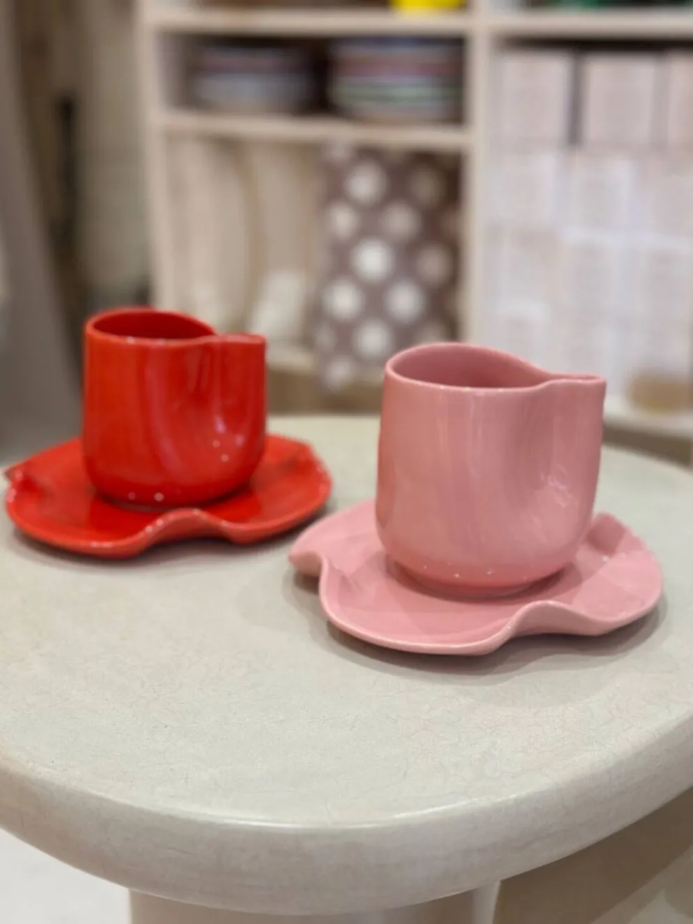 Set tasse mug nénuphar céramique artisanal pop rose barbapapa