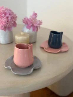 Set tasse mug nénuphar céramique artisanal pop rose barbapapa