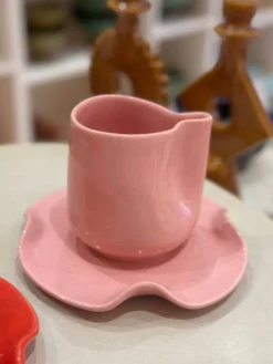 Set tasse mug nénuphar céramique artisanal pop rose barbapapa