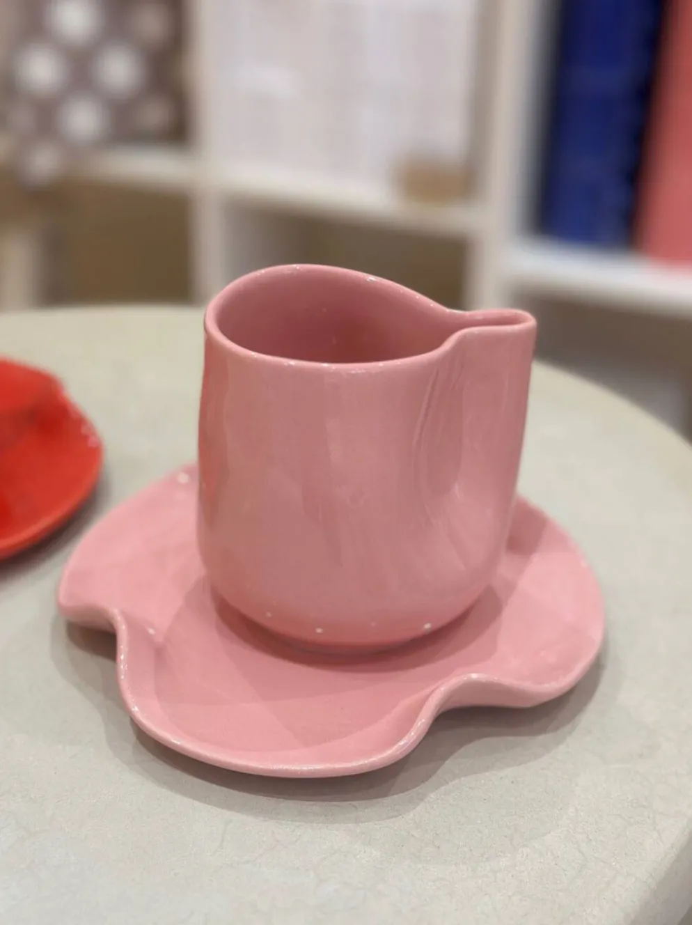 Set tasse mug nénuphar céramique artisanal pop rose barbapapa