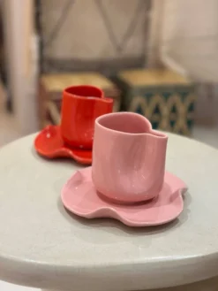 Set tasse mug nénuphar céramique artisanal pop rose barbapapa