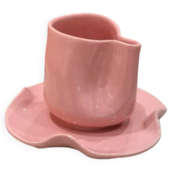 Set tasse mug nénuphar céramique artisanal pop rose barbapapa