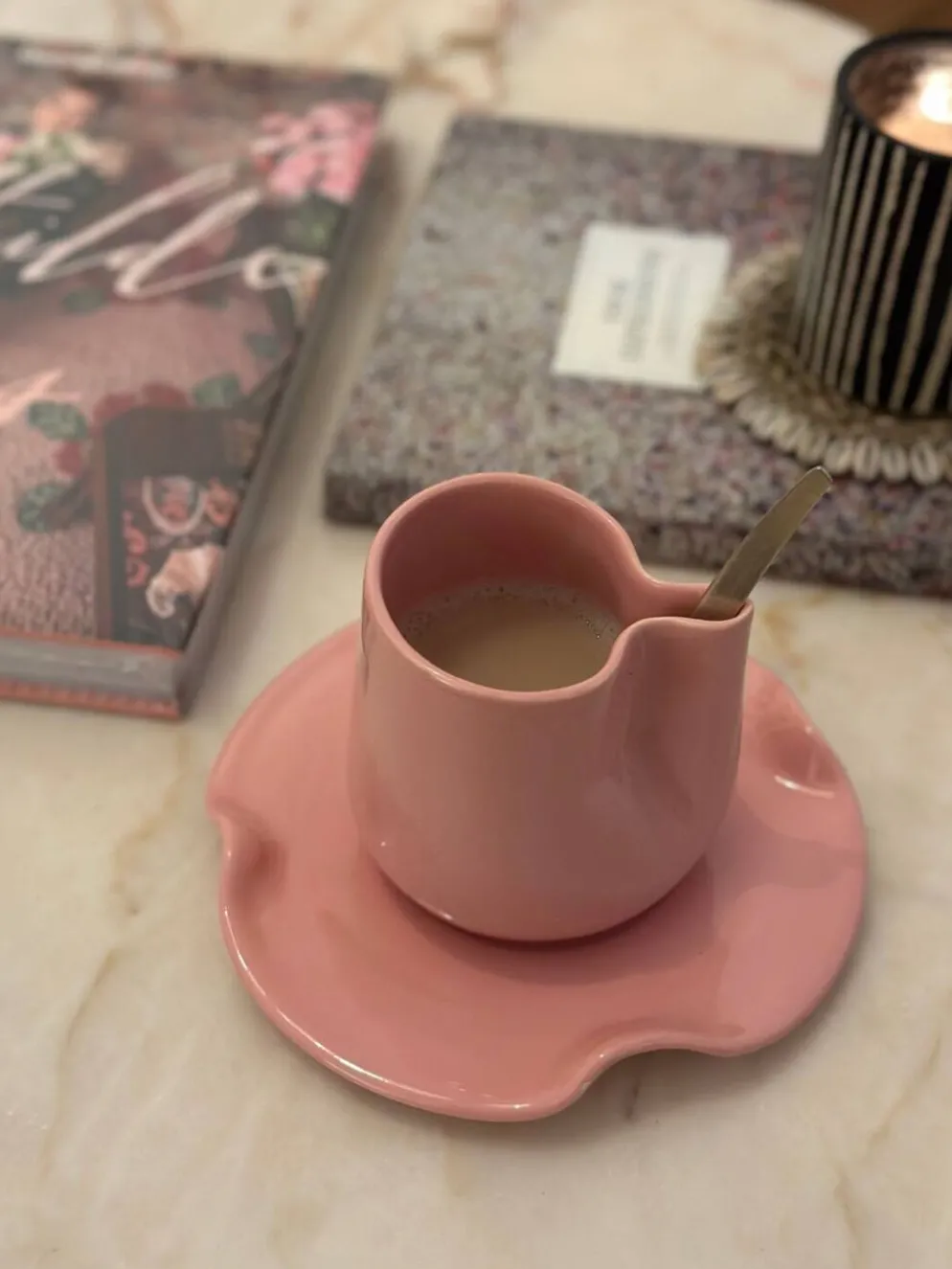Set tasse mug nénuphar céramique artisanal pop rose barbapapa