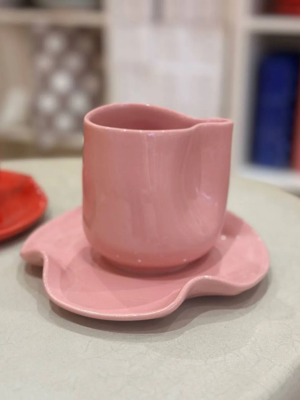 Set tasse mug nénuphar céramique artisanal pop rose barbapapa
