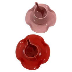 Set tasse mug nénuphar céramique artisanal pop rouge coquelicot