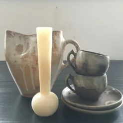 Set 2 tasses grès brun flammé