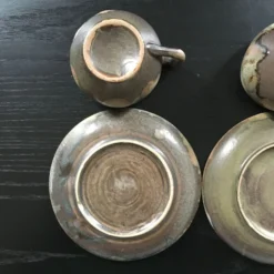 Set 2 tasses grès brun flammé