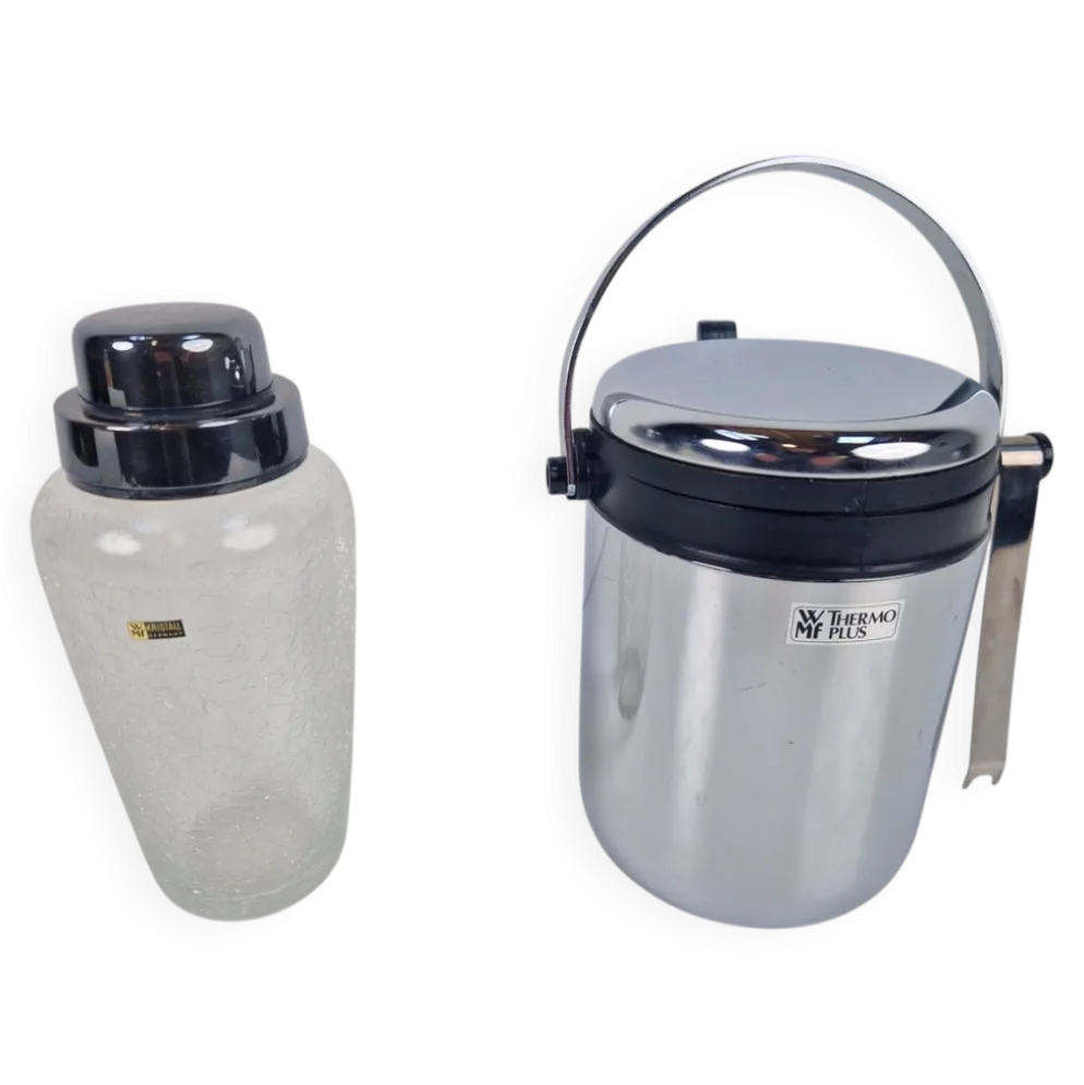 Shaker à cocktail et seau à glace de WMF, années 1970, ensemble de 2