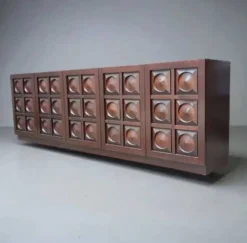 Sideboard Vintage Brutaliste en Acajou 1970's