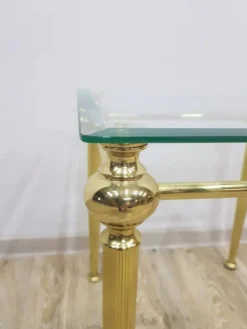 Side table, gold-tone brass, clear glass, France, 1960s.