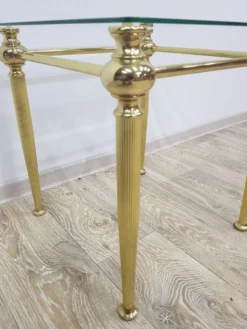 Side table, gold-tone brass, clear glass, France, 1960s.