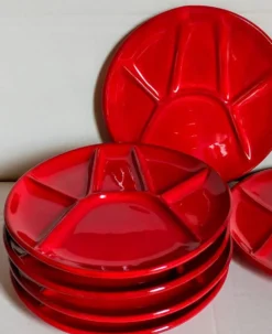 Six assiettes céramique à compartiments vintages