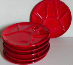 Six assiettes céramique à compartiments vintages
