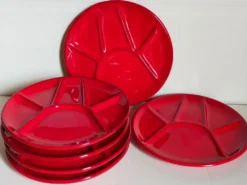 Six assiettes céramique à compartiments vintages
