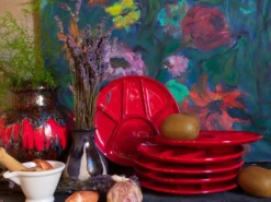Six assiettes céramique à compartiments vintages