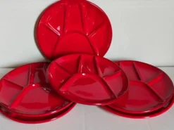 Six assiettes céramique à compartiments vintages