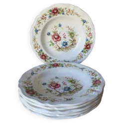 Six assiettes creuses 1960 Sarreguemines modèle Eden