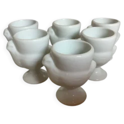 Six coquetiers poules blanches