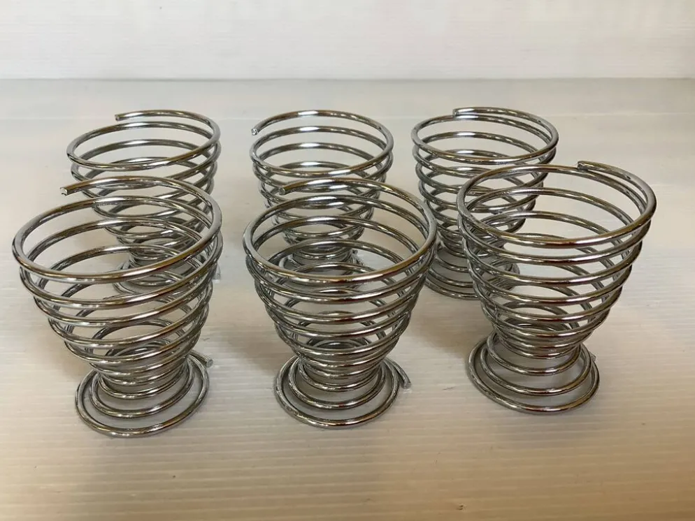 Six coquetiers ressort spirale en métal