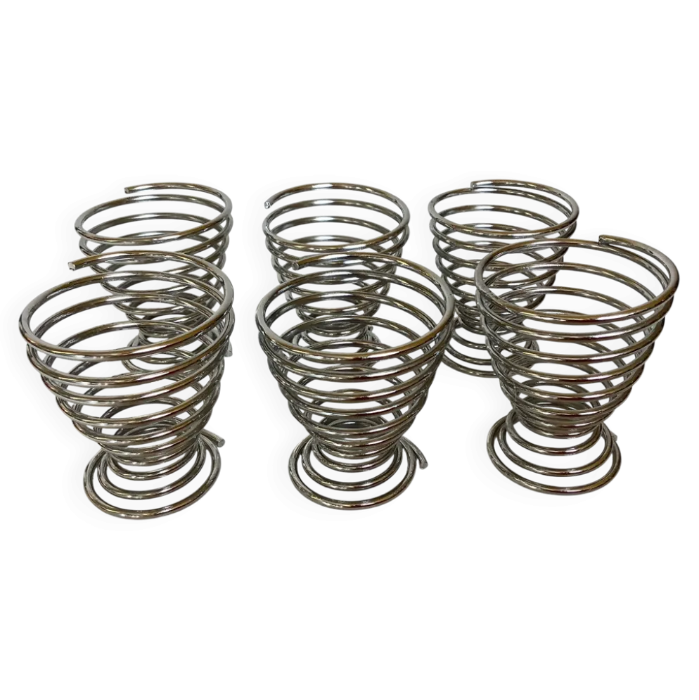 Six coquetiers ressort spirale en métal