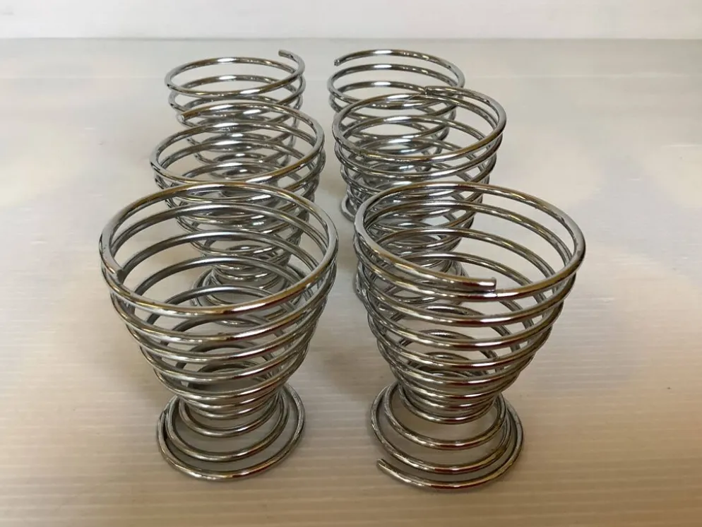 Six coquetiers ressort spirale en métal