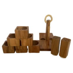 Six coquetiers sel et poivre bois d’olivier avec leur support