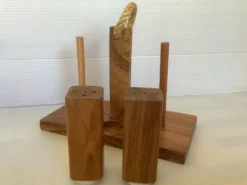 Six coquetiers sel et poivre bois d’olivier avec leur support