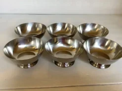 Six coupes coupelles argentées métal Danemark