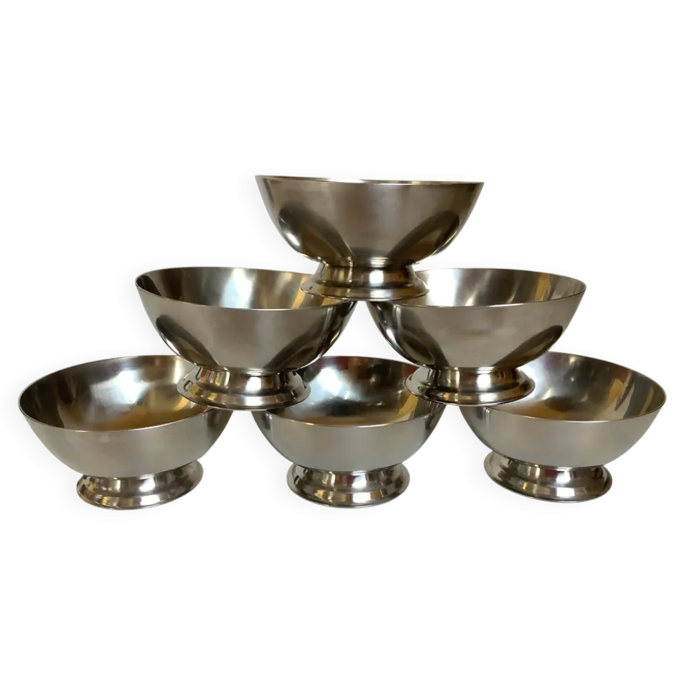 Six coupes coupelles argentées métal Danemark