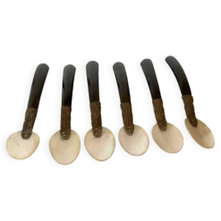 Six cuillères à caviar en nacre anciennes